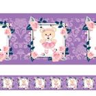 Faixa Decorativa Ursa Bailarina Quadros Roxo - 100x15cm