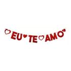 Faixa Enfeite Eu Te Amo Glitter Vermelho Namorados - 1,40m - Piffer