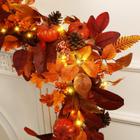 Fall Garland Alupssuc de 6 pés com folhas iluminadas de abóbora e ácer