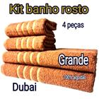 familia kit toalhas de rosto e banho 2 cores azul e bege 4 peças