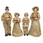 Familia Natalina Pai Mãe Filhos Dourado Decoração Natal 50Cm