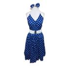 Fantasia anos 60 Vestido Azul Completo Adulto Feminino