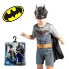 Fantasia Batman 3 a 12 Anos Super Heroi Curta Infantil Presente Festa Criança Tamanhos P M G