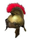 Fantasia Capacete Gladiador c/ plumas dourado Soldado Romano