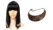 Fantasia cleopatra egipcia peruca e colar adulto - MC PRESENTES