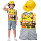 Fantasia Construtor Com Capacete Masculina Infantil Macacão Feita Em Poliéster Carnaval Toymaster - Toymaster