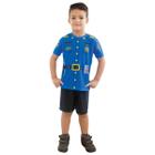 Fantasia Criança Policia Camiseta Bermuda Policial Festa 2 a 8 anos