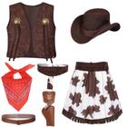 Fantasia de cowgirl TOGROP para meninas, conjunto de 6 peças de 8 a 10 anos