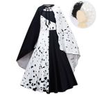 Fantasia de Halloween Infantil Dressy Daisy - Tamanho 14 - Vestido Preto e Branco com Capa e Peruca