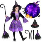 Fantasia de Halloween Poshetion Light Up Witch para meninas de 5 a 7 anos