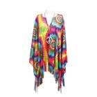 Fantasia de Hippie com Poncho Tie Dye Colorido e Colar da Paz 2 Peças - Cromus