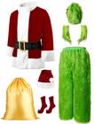 Fantasia de Natal de Papai Noel para adultos peludos verdes Santa M - dgdgcool