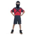 Fantasia de Ninja Infantil Curta Preto Vermelho com Capuz Roupa de Ninja Sulamericana 910514