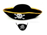 Chapéu de Pirata Infantil com Caveira e Borda Prata ou Dourada - Apollo  Festas