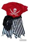 Fantasia De Pirata Infantil Verão Camiseta Bermuda