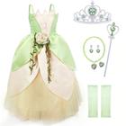 Fantasia de princesa TYHTYM Tiana Dress Up para meninas de 4 a 5 anos