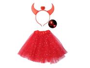 SM SunniMix Traje de diabo de Halloween para crianças, faixa de cabelo de  diabo, cosplay imaginativo jogo tutu saias decoração de fantasia para  festival de, Vermelho