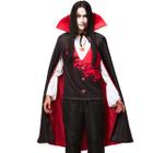 Fantasia Drácula Vampiro Halloween Adulto Roupa e Capa Luxo