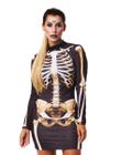 Fantasia Esqueleta Adulta Vestido Halloween Caveira Feminino