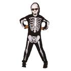 Fantasia Esqueleto Caveira Ossos Macacão Longo Infantil e Máscara Látex Festa Halloween Noite do Terror Carnaval Cosplay