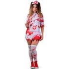 Fantasia Feminina Halloween Adulta Enfermeira Medica Zumbi Vestido Curto Sangue e Tiara - Sulamericana