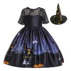 Fantasia FMYFWY para meninas de Halloween com chapéu de bruxa, vestido de cosplay 4-5T