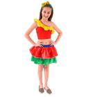 Fantasia Frevo Infantil Feminina Saia e Cropped Faixa Cabelo