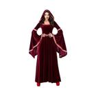 Fantasia Gótica Medieval de Bruxa - Vestido Longo com Capuz para Festa