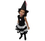 Fantasia Halloween Feminina Infantil Bruxinha Vestido de Bruxa Feiticeira Carnaval
