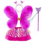 Fantasia Infantil Borboleta Fada Varinha Tiara Rosa Escuro Castela