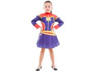 Fantasia Infantil - Capitã Marvel - Clássica - Vestido tam M