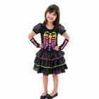 Fantasia Infantil Caveirinha Color Black - Tam. G (7 a 9 anos) - Anjo Fantasias
