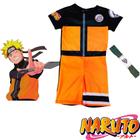 Fantasia Naruto Uzumaki Infantil Macacão Curto Com Bandana