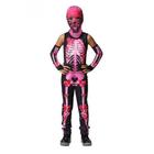 Fantasia Infantil Esqueleto Candy Neon Rosa
