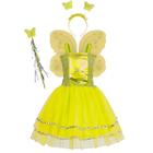 Fantasia Infantil Feminina C/ Varinha Tiara Borboleta Fada Fadinha Vestido Menina Kit 4pçs Festa Criança Princesa