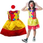 Fantasia Infantil Palhacinha Completa Com Nariz De Palhaço Vestido Colorido Feita Em Poliéster Toymaster