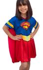Fantasia Infantil Super Girl Com Capa dos 2 aos 9 anos