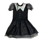 Fantasia Infantil Wandinha Preto Glitter Tam 10 Halloween - Tango