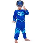 Fantasia Menino Gato Pj Masks Infantil Roupa Oficial Pj Masks Disney Júnior + Máscara Modelo longo