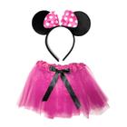 Fantasia Minnie Infantil Saia Curta De Cetim E Tule + Tiara