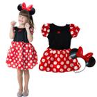 Fantasia Minnie Mouse Vermelha Com Tiara Infantil Completa Menina Disney Feminina Toymaster