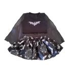 Fantasia Morcega Infantil Haloween Conjunto Saia e Cropped C/ Capa