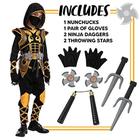 Fantasia Ninja Dourado para Halloween (Médio 8-10 anos)