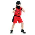 Fantasia Ninja Vermelho Infantil Curta com Macacão e Capuz