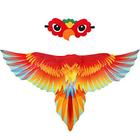 Fantasia Pássaro Vermelho - Asas Papagaio c/ Máscara e Lembrancinhas Halloween p/ Crianças