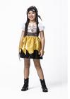 Fantasia Pirata Gold Infantil Halloween Menina Vestido Festa