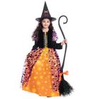 Fantasia Poshetion Witch Halloween para meninas com vestido iluminado