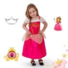 Fantasia Princesa Aurora Rosa Infantil Helanca