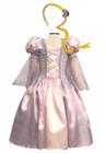 Fantasia Princesa Rapunzel Lillás com tiara de trança