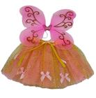 Fantasia Rosa Infantil Carnaval Festa Kit C/ 2 Peças Fada